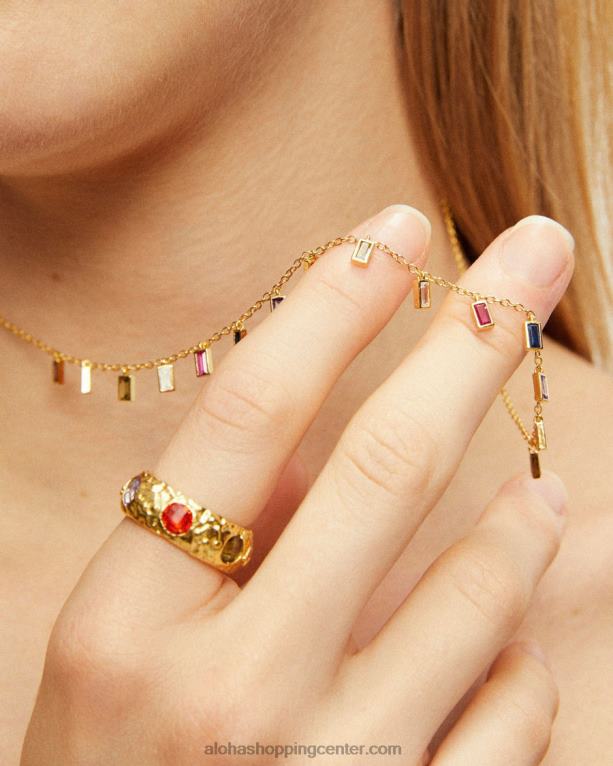 vodnar - večbarvna zlata ogrlica iz dragih kamnov ženske Alohas 0D4R81110