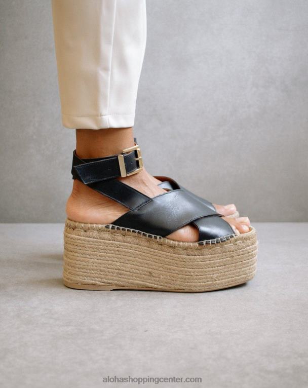 vrba - črne usnjene espadrile ženske Alohas 0D4R8507