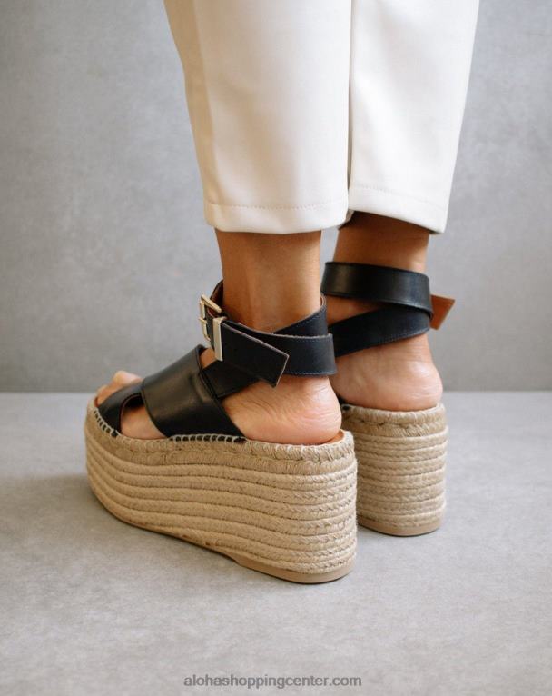 vrba - črne usnjene espadrile ženske Alohas 0D4R8507