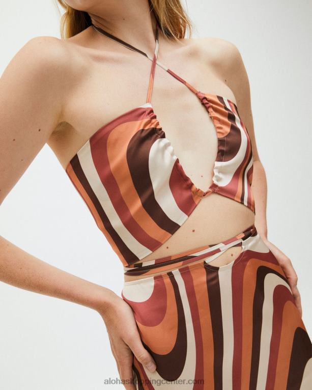 vrtljivi kalejdoskop - rdeč saten top ženske Alohas 0D4R8963