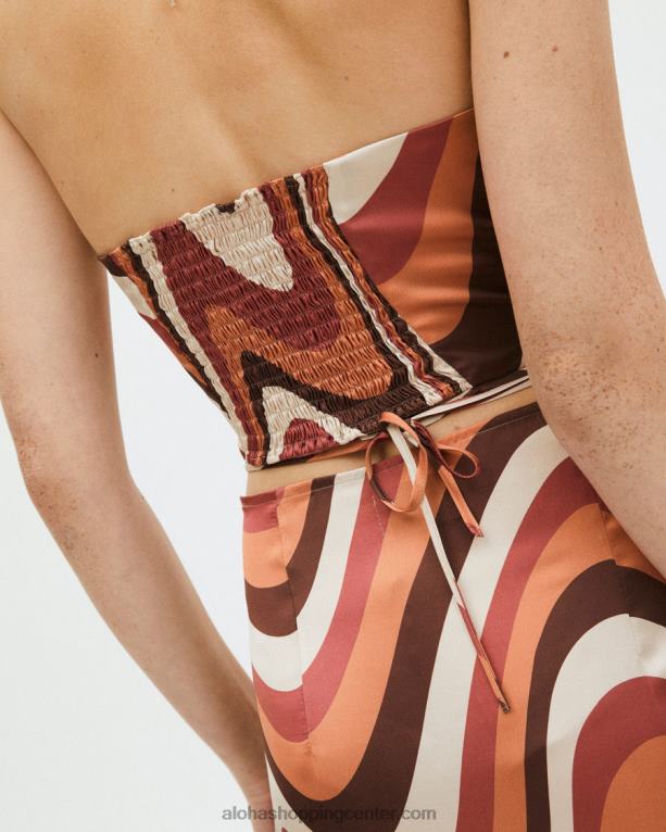 vrtljivi kalejdoskop - rdeč saten top ženske Alohas 0D4R8963