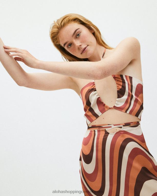 vrtljivi kalejdoskop - rdeč saten top ženske Alohas 0D4R8963