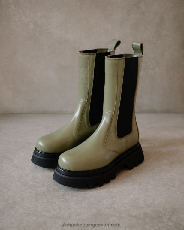 vsestranski - zeleni usnjeni škornji ženske Alohas 0D4R8358