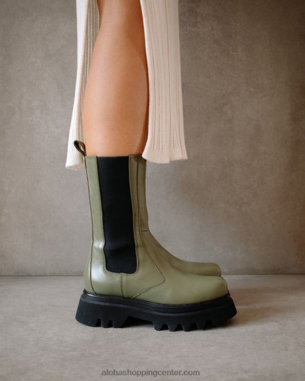 vsestranski - zeleni usnjeni škornji ženske Alohas 0D4R8358