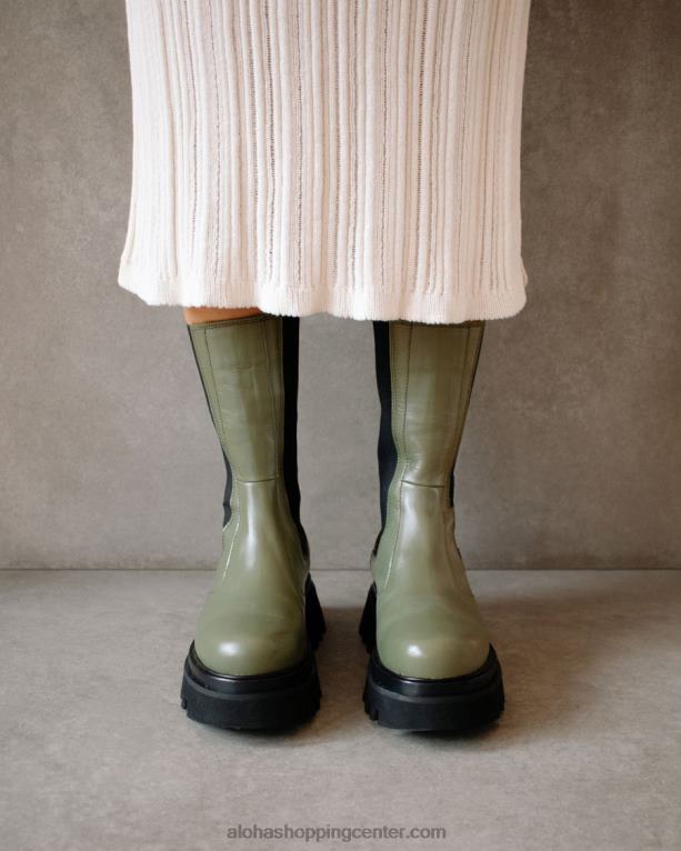 vsestranski - zeleni usnjeni škornji ženske Alohas 0D4R8358