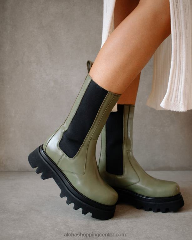 vsestranski - zeleni usnjeni škornji ženske Alohas 0D4R8358