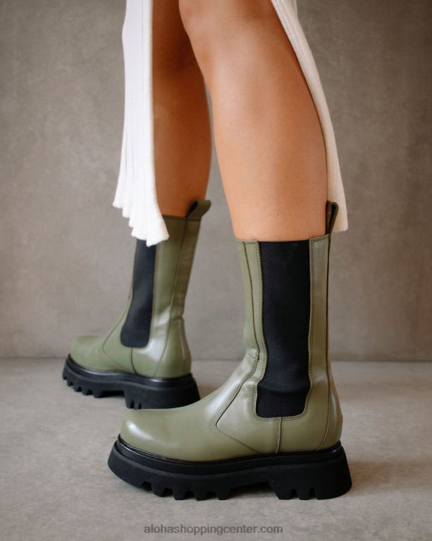 vsestranski - zeleni usnjeni škornji ženske Alohas 0D4R8358