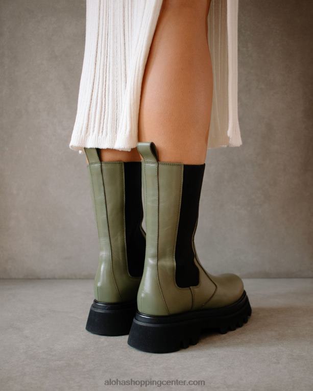 vsestranski - zeleni usnjeni škornji ženske Alohas 0D4R8358