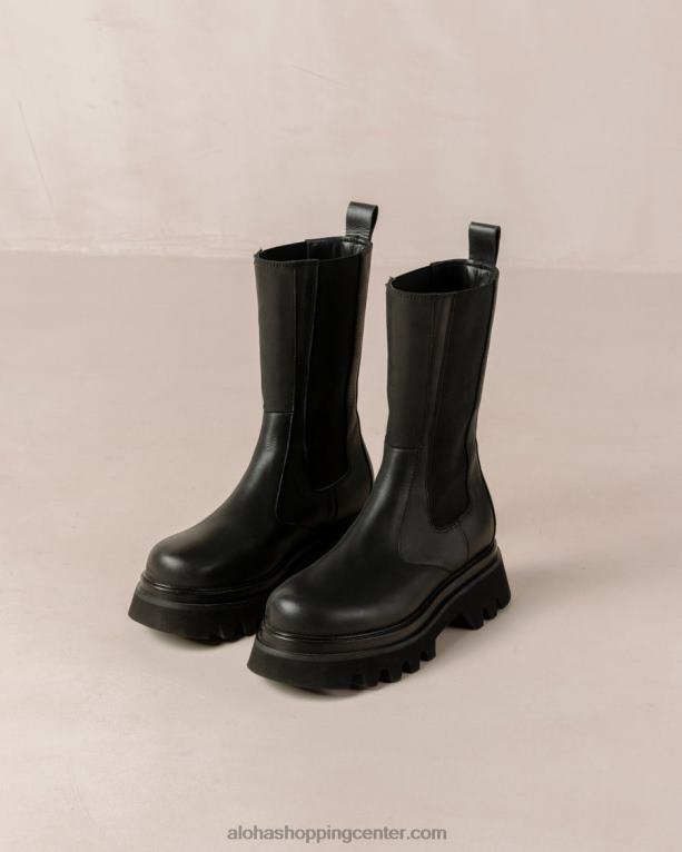 vsestranski - črni usnjeni škornji ženske Alohas 0D4R8354