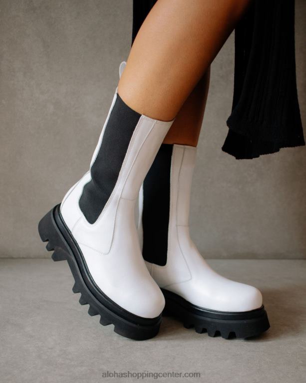 vsestranski - črno-beli usnjeni škornji ženske Alohas 0D4R8357