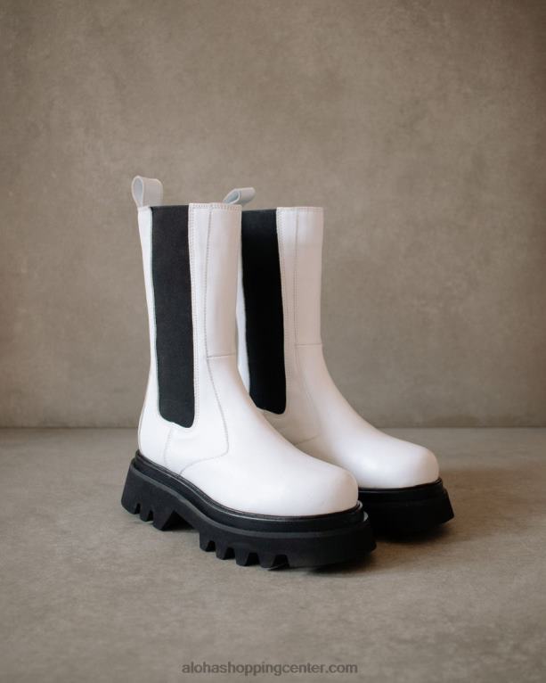 vsestranski - črno-beli usnjeni škornji ženske Alohas 0D4R8357