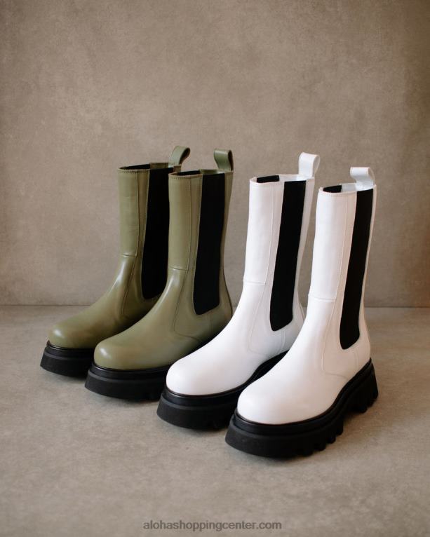 vsestranski - črno-beli usnjeni škornji ženske Alohas 0D4R8357