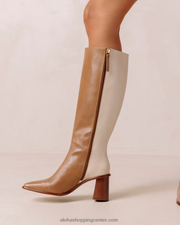 vzhod - beli in rjavi usnjeni škornji ženske Alohas 0D4R835