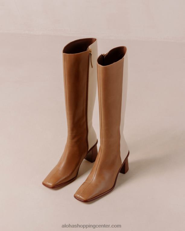 vzhod - beli in rjavi usnjeni škornji ženske Alohas 0D4R835