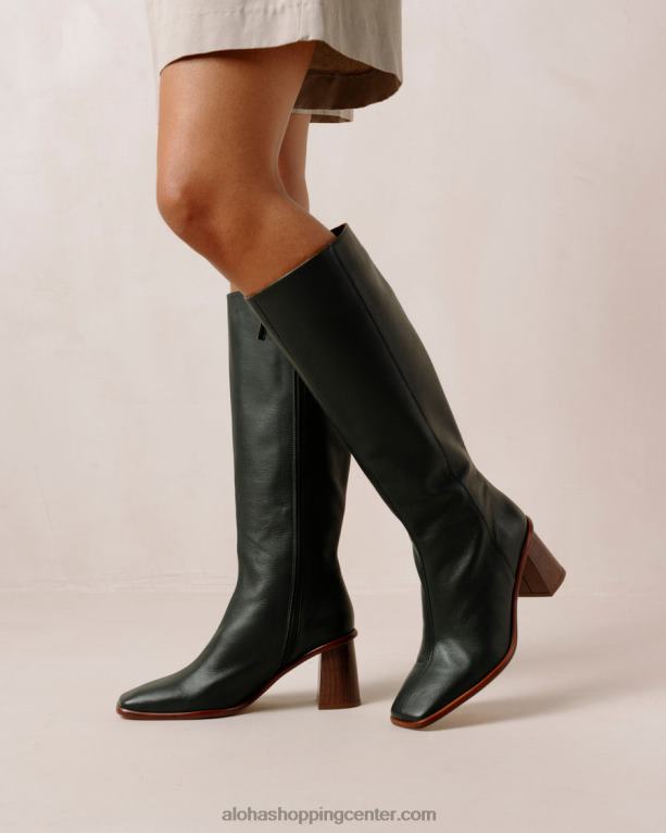 vzhod - temno zeleni usnjeni škornji ženske Alohas 0D4R844