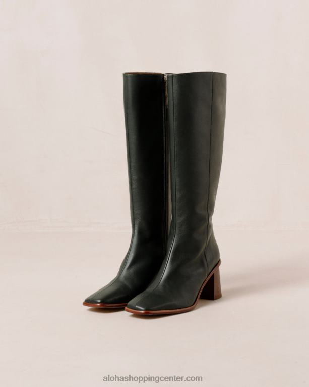 vzhod - temno zeleni usnjeni škornji ženske Alohas 0D4R844