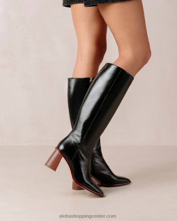 vzhod - črni usnjeni škornji ženske Alohas 0D4R852