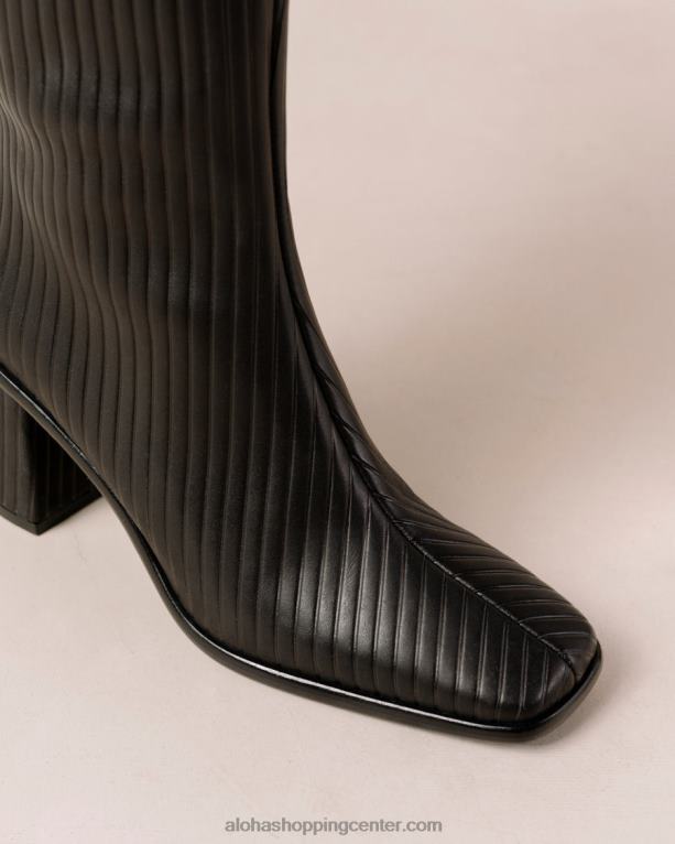 vzhodni nagubani - črni usnjeni škornji ženske Alohas 0D4R841