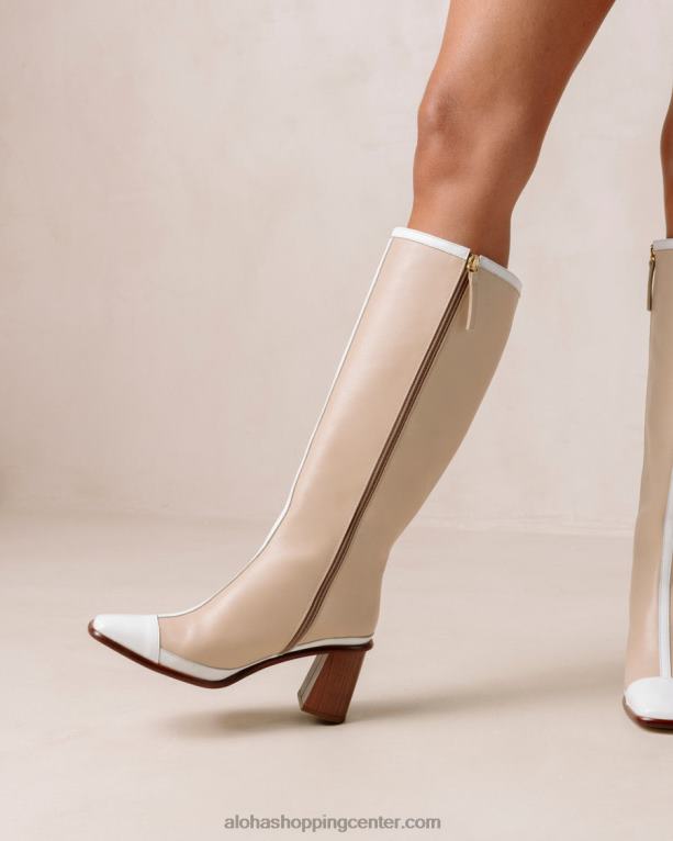 vzhodni retro - beli in bež usnjeni škornji ženske Alohas 0D4R838