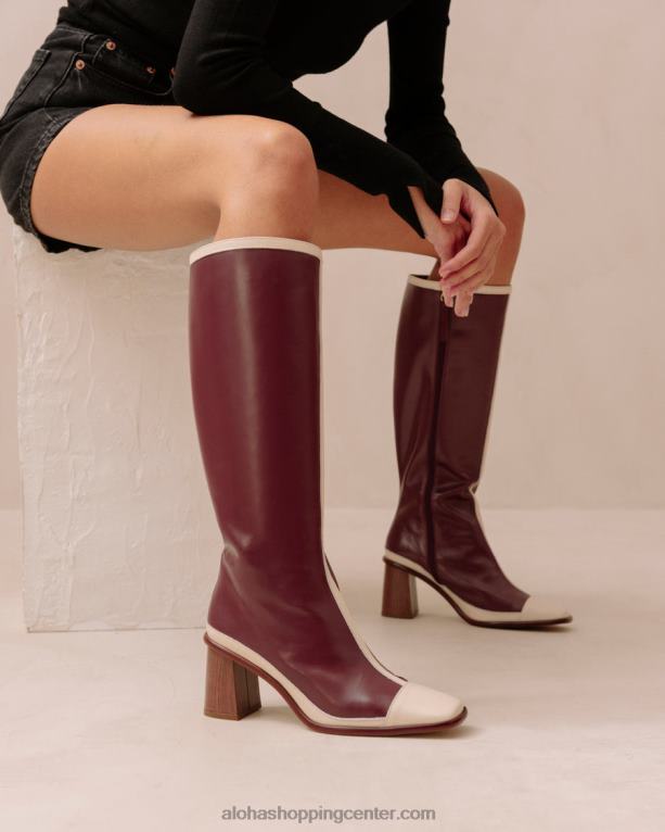 vzhodni retro - beli in rdeči usnjeni škornji ženske Alohas 0D4R8351