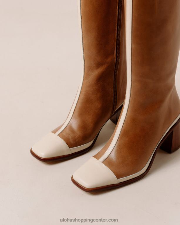 vzhodni retro - beli in rjavi usnjeni škornji ženske Alohas 0D4R8352