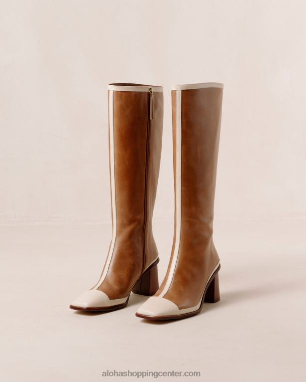 vzhodni retro - beli in rjavi usnjeni škornji ženske Alohas 0D4R8352