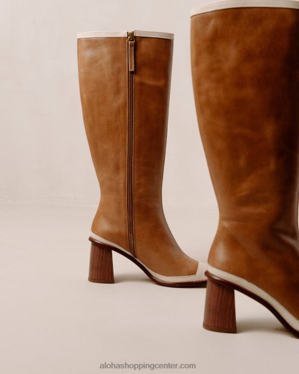 vzhodni retro - beli in rjavi usnjeni škornji ženske Alohas 0D4R8352