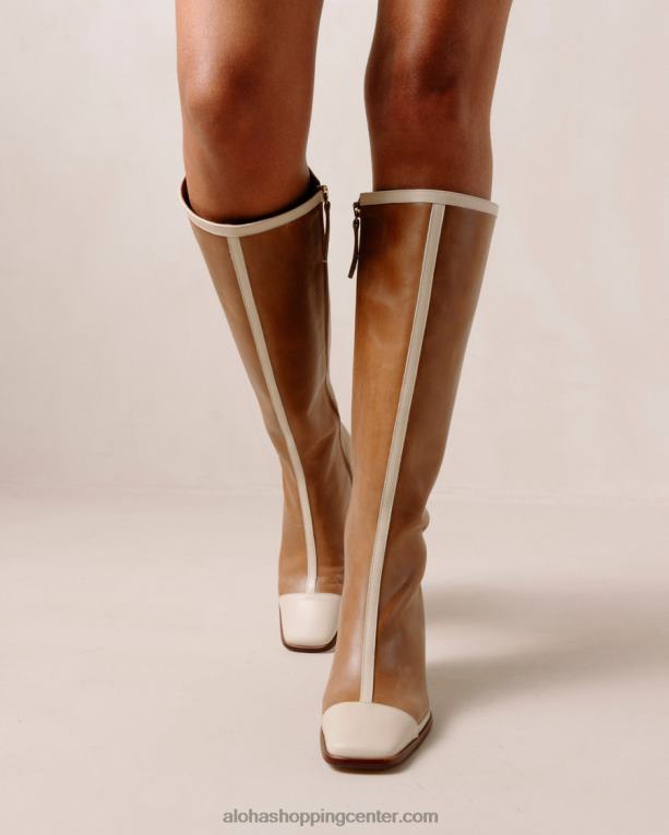 vzhodni retro - beli in rjavi usnjeni škornji ženske Alohas 0D4R8352