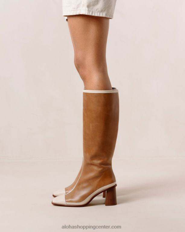 vzhodni retro - beli in rjavi usnjeni škornji ženske Alohas 0D4R8352