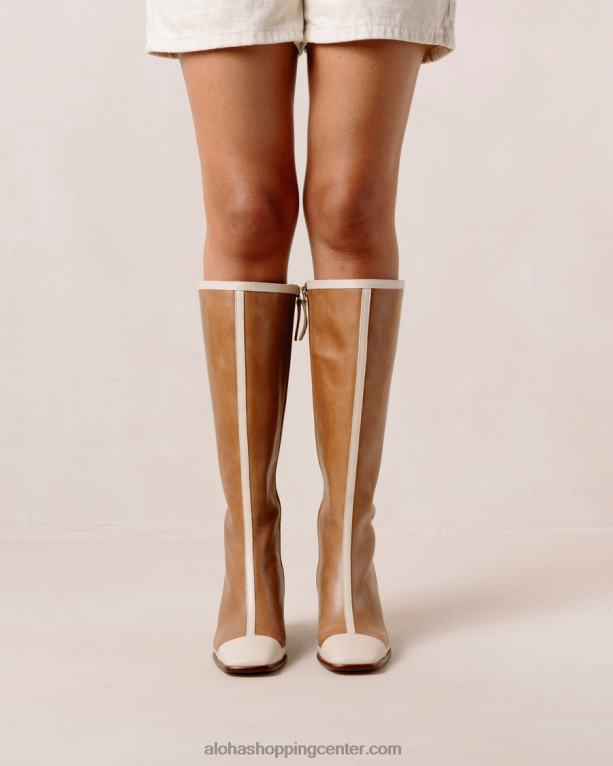 vzhodni retro - beli in rjavi usnjeni škornji ženske Alohas 0D4R8352