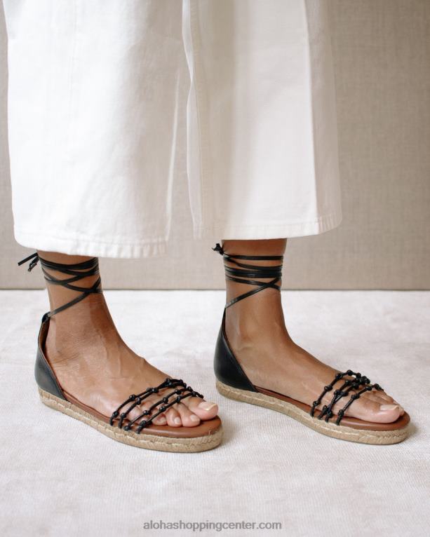 wanderer - črne usnjene espadrile ženske Alohas 0D4R8506