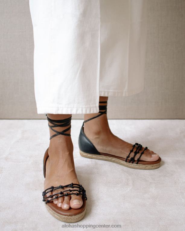 wanderer - črne usnjene espadrile ženske Alohas 0D4R8506