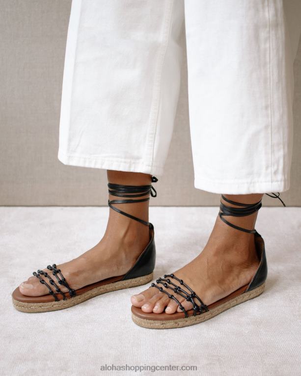 wanderer - črne usnjene espadrile ženske Alohas 0D4R8506