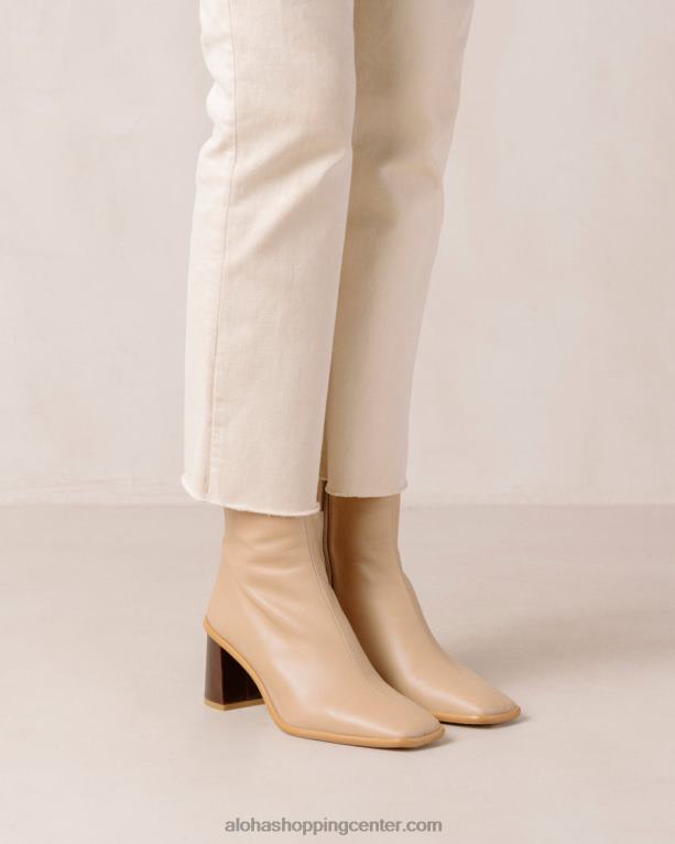 west cape vintage - bež usnjeni škornji ženske Alohas 0D4R8343