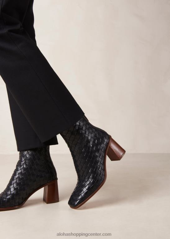 west pleteni - črni usnjeni škornji ženske Alohas 0D4R8457