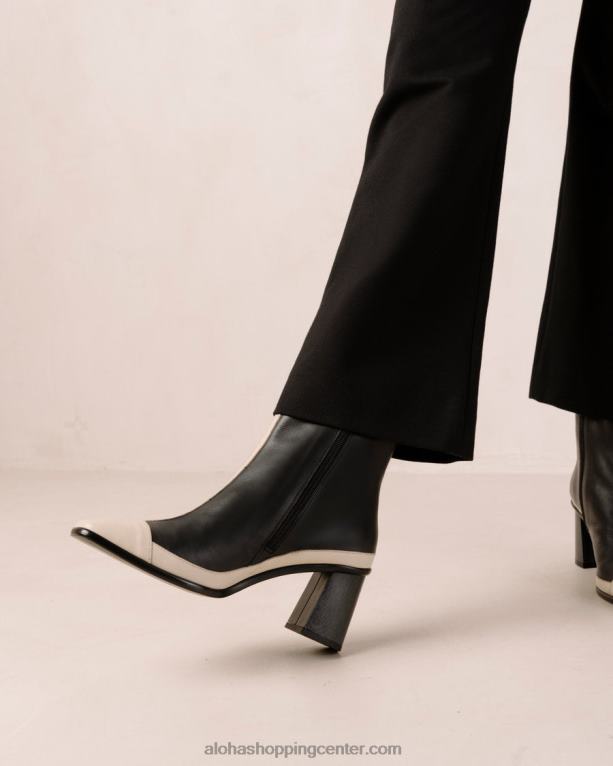 west retro - črno-beli usnjeni škornji ženske Alohas 0D4R8225