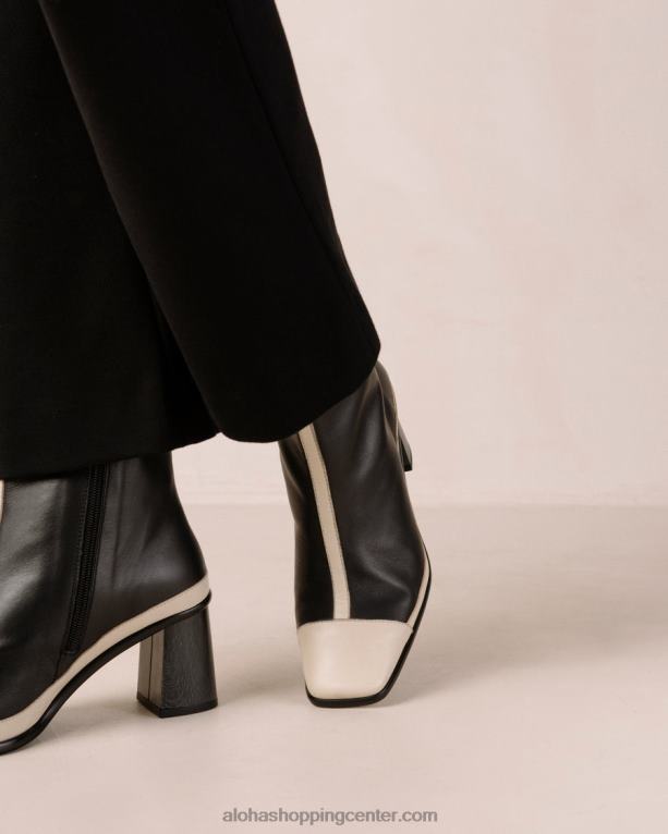 west retro - črno-beli usnjeni škornji ženske Alohas 0D4R8225