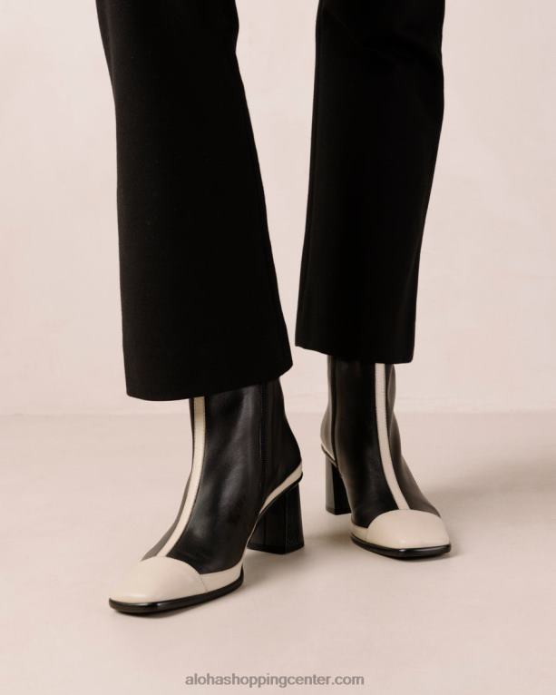 west retro - črno-beli usnjeni škornji ženske Alohas 0D4R8225