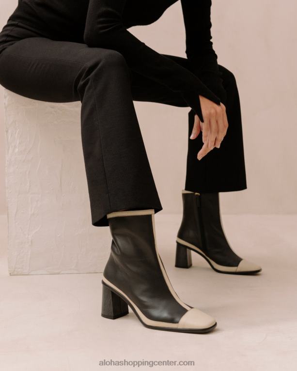 west retro - črno-beli usnjeni škornji ženske Alohas 0D4R8225