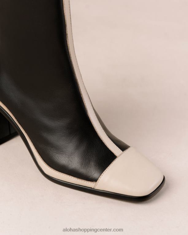 west retro - črno-beli usnjeni škornji ženske Alohas 0D4R8225