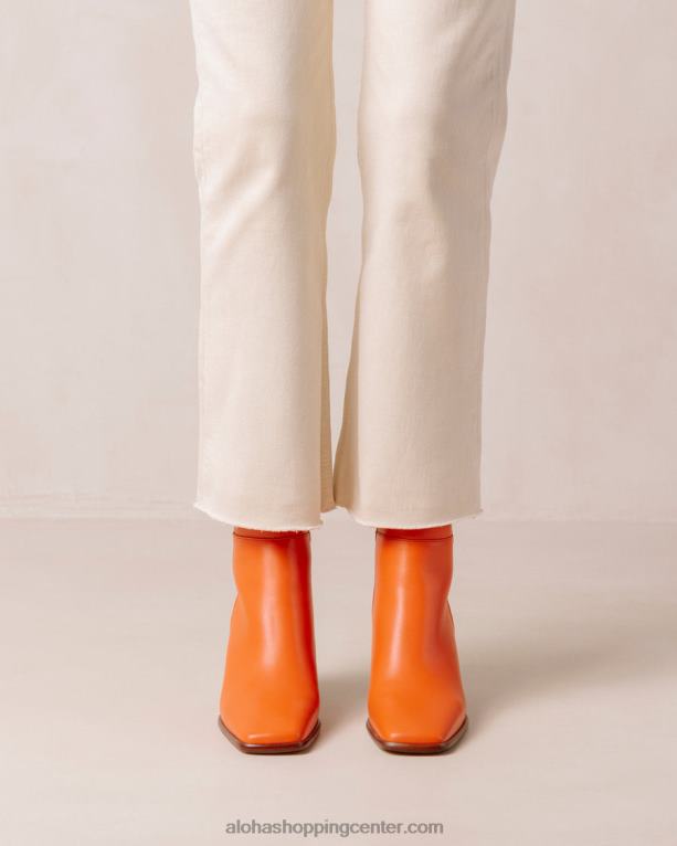 west vintage - oranžni usnjeni škornji ženske Alohas 0D4R8232