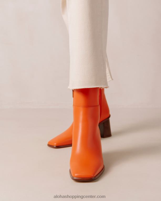 west vintage - oranžni usnjeni škornji ženske Alohas 0D4R8232