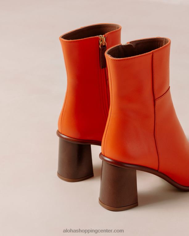 west vintage - oranžni usnjeni škornji ženske Alohas 0D4R8232