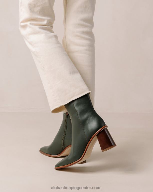 west vintage - temno zeleni usnjeni škornji ženske Alohas 0D4R8228