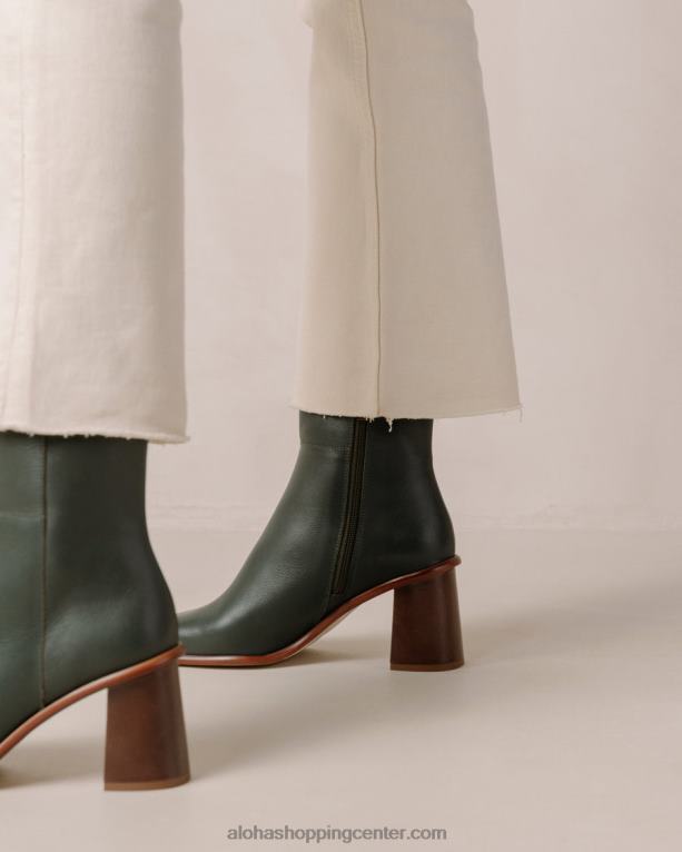 west vintage - temno zeleni usnjeni škornji ženske Alohas 0D4R8228