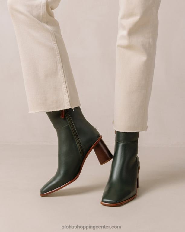 west vintage - temno zeleni usnjeni škornji ženske Alohas 0D4R8228