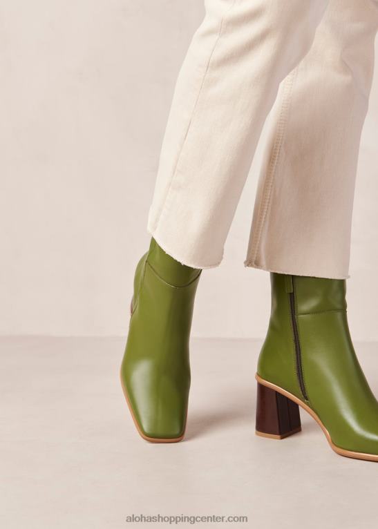 west vintage - zeleni usnjeni škornji ženske Alohas 0D4R8336