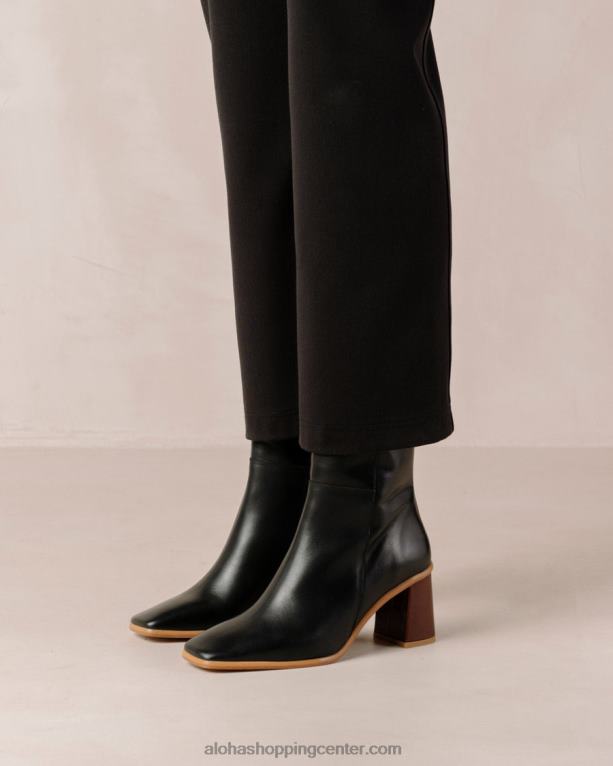 west vintage - črni usnjeni škornji ženske Alohas 0D4R8345