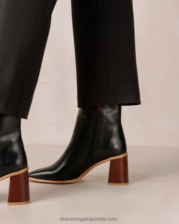 west vintage - črni usnjeni škornji ženske Alohas 0D4R8345