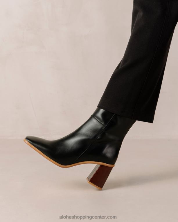 west vintage - črni usnjeni škornji ženske Alohas 0D4R8345